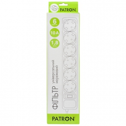 Сетевой фильтр 6 розеток white 1.8 м, 3*1мм2 sp-1062w Patron EXT-PN-SP-1062W