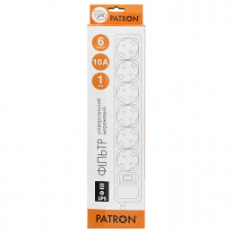 Сетевой фильтр для ибп 6 розеток Black 1 м, 3*1мм2 sp-1063u Patron EXT-PN-SP-1063U