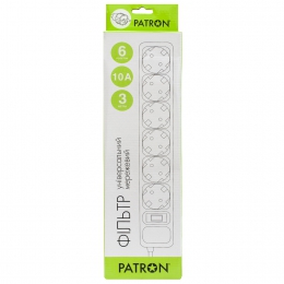Мережевий фільтр 6 розеток Black 3.0 м, 3*1мм2 sp-1063 Patron EXT-PN-SP-1063
