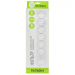 Мережевий фільтр 6 розеток white 5.0 м, 3*1мм2 sp-1065w Patron EXT-PN-SP-1065W