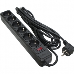 Мережевий фільтр 6 розеток Black 5.0 м, 3*1мм2 sp-1065 Patron EXT-PN-SP-1065