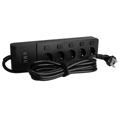 Фильтр сетевой 5 розеток + 3 х USB, 3 м, 16 А, 250 В, черный Patron Power (SP1653-USB) EXT-PN-SP-1653-USB