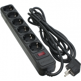 Мережевий фільтр 6 розеток Black 3.0 м, 3*1.5мм2 sp-1663 Patron EXT-PN-SP-1663