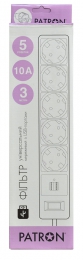 Сетевой фильтр 5 розеток + 2 x usb 2.0 2.1a black 3.0 м sp-53-usb Patron EXT-PN-SP-53-USB