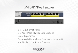 Коммутатор NETGEAR GS108PP 8xGE PoE+ (123Вт), FlexPoE, неуправляемый GS108PP-100EUS
