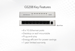 Комутатор NETGEAR GS208 8xGE, некерований GS208-100PES