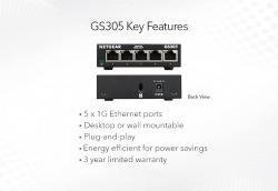 Комутатор NETGEAR GS305 5xGE, некерований GS305-300PES