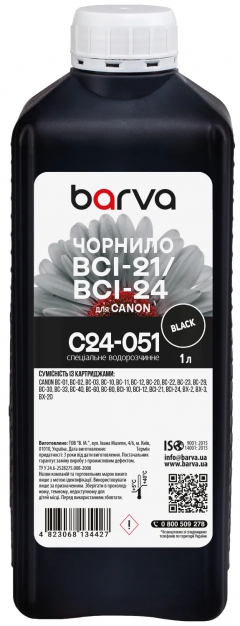 Чернила для Canon BCI-21/BCI-24 специальные 1 л, водорастворимые, черные Barva (C24-051) I-BAR-CBCI24-1-B