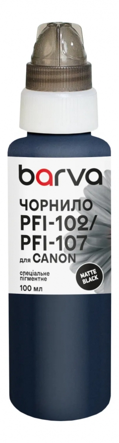 Чорнило для Canon PFI-102/PFI-107 MBK спеціальне 100 мл, пігментне, матово-чорне Barva (C107-883e) I-BARE-C107-100-MB