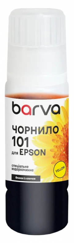 Чорнило для Epson 101 Y спеціальне 70 мл, OneKey, водорозчинне, жовте Barva (E101-601e) I-BARE-E-101-070-Y