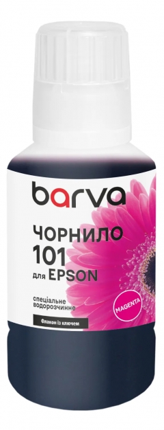 Чернила для Epson 101 M специальные 140 мл, OneKey, водорастворимые, пурпурные Barva (E101-605e) I-BARE-E-101-140-M