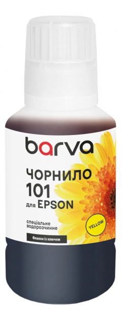 Чорнило для Epson 101 Y спеціальне 140 мл, OneKey, водорозчинне, жовте Barva (E101-606e) I-BARE-E-101-140-Y