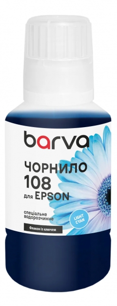 Чорнило для Epson 108 LC спеціальне 140 мл, OneKey, водорозчинне, світло-блакитне Barva (E108-1013) I-BARE-E-108-140-LC