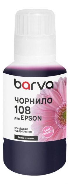 Чернила для Epson 108 LM специальные 140 мл, OneKey, водорастворимые, светло-пурпурные Barva (E108-1014) I-BARE-E-108-140-LM