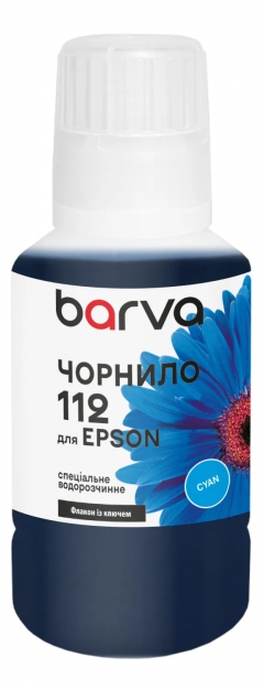 Чорнило для Epson 112 C спеціальне 140 мл, OneKey, водорозчинне, блакитне Barva (E112-822e) I-BARE-E-112-140-C