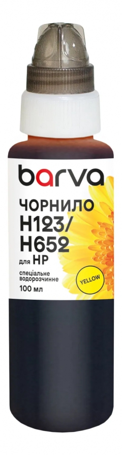 Чорнило для HP 46/123/651/652 спеціальне 100 мл, водорозчинне, жовте Barva (H652-534e) I-BARE-H652-100-Y