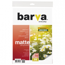 Папір Barva everyday матовий самоклейний 105 г/м2 a4 20 арк (ip-ale105-268) IP-BAR-ALE105-268