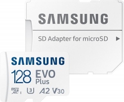 Карта памяти Samsung microSDXC 128GB C10 UHS-I R130MB/s Evo Plus + SD MB-MC128KA/EU