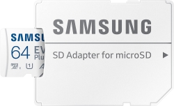 Карта памяти Samsung microSDXC 64GB C10 UHS-I R130MB/s Evo Plus + SD MB-MC64KA/EU