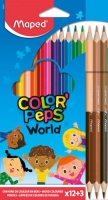 Карандаши цветные COLOR PEPS, 12 кругов Classic + 3 круга Duo Maped MP.832071