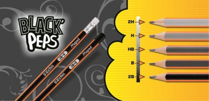 Карандаш графитовый BLACK PEPS 2B, без ластика, коробка с подвесом Maped MP.850022