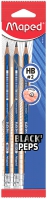 Карандаш графитовый BLACK PEPS HB, с резинкой, блистер (3 шт.) Maped MP.851811