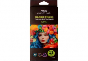 Олівці кольорові професійні "Art Pro", 12 кольорів, трикутні MAXI MX15159