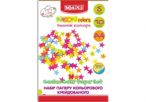 Набор бумаги цветной "Неон", А4, 10арк., 5 кол., двусторонний MAXI MX21152