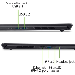 Ноутбук Acer Nitro V 16S ANV16S-71 16" WUXGA IPS, Intel 5-210H, 16GB, F1TB, NVD5050-8, Lin, черный NH.U27EU.002