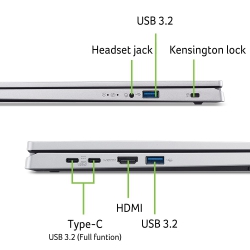 Ноутбук Acer Extensa EX215-57 15.6" FHD IPS, Intel i3-1315U, 8GB, F512GB, UMA, Lin, сріблястий NX.EJAEU.002