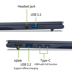 Ноутбук Acer Swift 14 AI SF14-51 14.5" 2.8K OLED, Intel U7-256V, 16GB, F512GB, UMA, Win11, синий NX.J2KEU.002