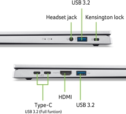 Ноутбук Acer Aspire Go AG15-32P 15.6" FHD IPS, Intel 3-N355, 16GB, F512GB, UMA, Lin, серебристый NX.J8XEU.001
