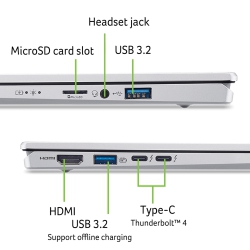 Ноутбук Acer Swift Go 14 SFG14-74 14" WUXGA OLED, Intel U7-255H, 16GB, F1TB, UMA, Win11, сріблястий NX.JCWEU.005