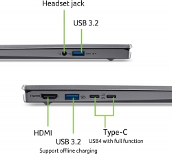 Ноутбук Acer Swift Go 14 SFG14-64 14" WUXGA OLED, AMD R7-350, 32GB, F1TB, UMA, Win11, серебристый NX.JDAEU.001