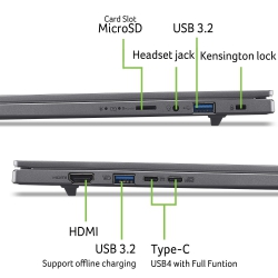Ноутбук Acer Aspire 16 A16-61M 16" WUXGA+ OLED, AMD R7-350, 32GB, F1GB, UMA, Win11, серый NX.JP0EU.002