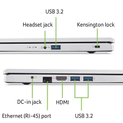 Ноутбук Acer Aspire 3 A317-54 17.3" FHD IPS, Intel i7-1255U, 16GB, F1TB, UMA, Lin, серебристый NX.K9YEU.00T