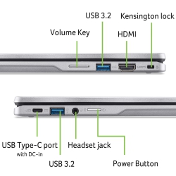Ноутбук Acer Chromebook Spin CP314-2HN 14" WUXGA IPS Touch, Intel i3-N305, 8GB, F256GB, UMA, ChromeOS, сріблястий NX.KYJEU.001