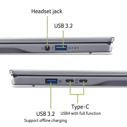 Ноутбук Acer Swift Go 14 AI SFG14-01 14.5" WQXGA IPS, Quallcomm X1P-42100, 16GB, F1TB, UMA, Win11, сірий NX.KYXEU.005