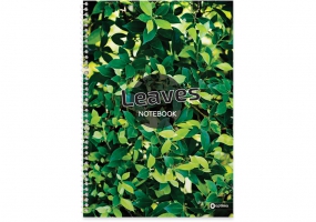 Блокнот А4, 80 арк., «Малюнки природи»Leaves, клітинка, спіраль OPTIMA O20330-02
