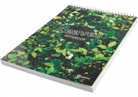 Блокнот А5, 80 л., «рисунки природы» Leaves, клеточка, спираль OPTIMA O20332-02