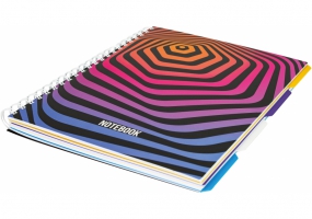 Блокнот Universal, A4, пласт. обкл., спіраль, з розділ., блок з перф., 120, кліт. OPTIMA O20355-13