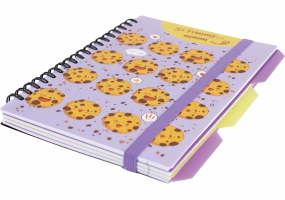 Блокнот "Cookies", B6, пластиковая обл., спираль, с разделителями, 100 л., клетка OPTIMA O20358-07