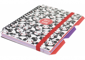 Блокнот "Panda", B6, пластикова обкл., спіраль, з розділювачами, 100 арк., клітинка OPTIMA O20358-12