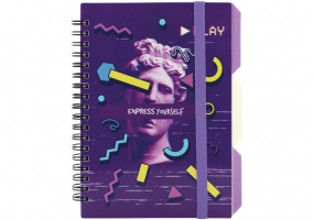 Блокнот "ExpressViolet", B6, пластикова обкл., спіраль, з розділювачами, 100 арк., клітинка OPTIMA O20358-16