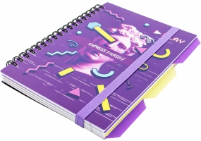 Блокнот "ExpressViolet", B6, пластикова обкл., спіраль, з розділювачами, 100 арк., клітинка OPTIMA O20358-16