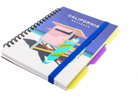 Блокнот "California", B6, пластикова обкл., спіраль, з розділювачами, 100 арк., клітинка OPTIMA O20358-17