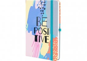 Діловий записник BE POSITIVE, А5, тверда обкладинка папір, гумка, білий блок лінія OPTIMA O20812-37