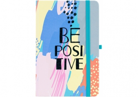 Діловий записник BE POSITIVE, А5, тверда обкладинка папір, гумка, білий блок лінія OPTIMA O20812-37