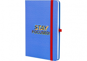 Діловий записник STAY FOCUSED, А5, тверда обкладинка папір, гумка, білий блок лінія OPTIMA O20812-38