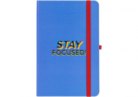 Діловий записник STAY FOCUSED, А5, тверда обкладинка папір, гумка, білий блок лінія OPTIMA O20812-38